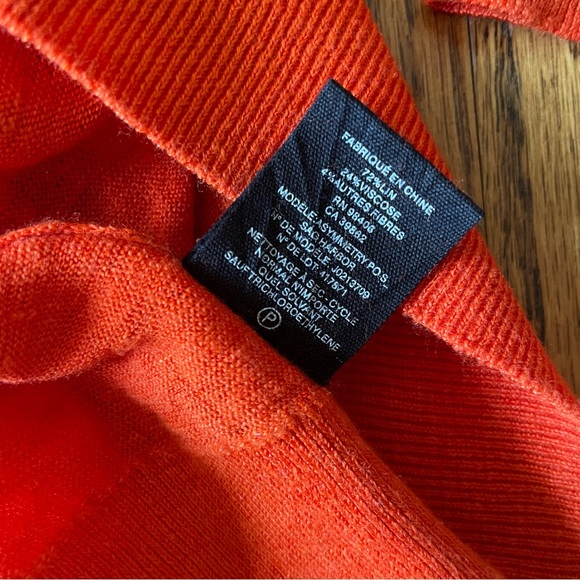 Theory orange coral asymmetrical sweater linen crew neck long sleeve medium - Picture 11 of 13